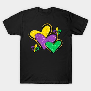 Mardi Gras Hearts Cute Outfit Women Girls Kids T-Shirt